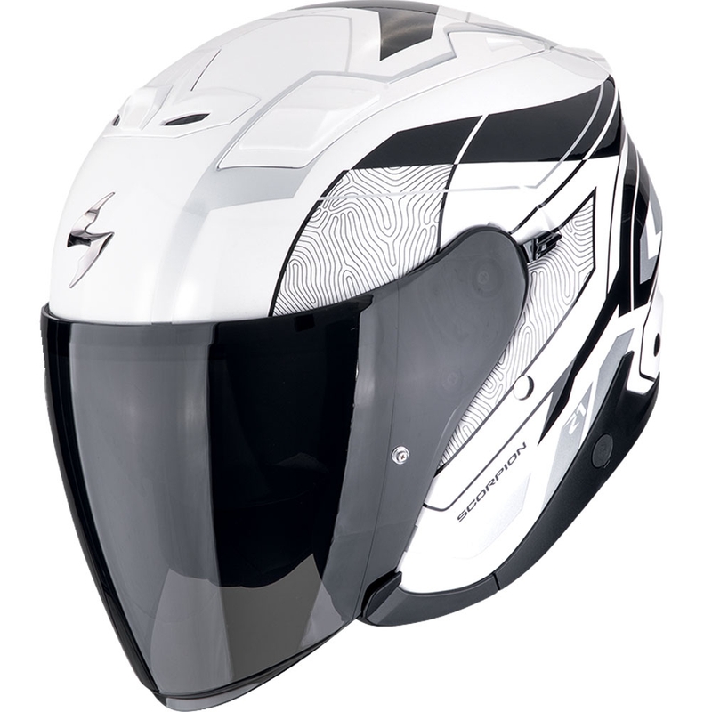Otvorená helma na motorku Scorpion EXO-Z1 VUE bielo-čierno-strieborná