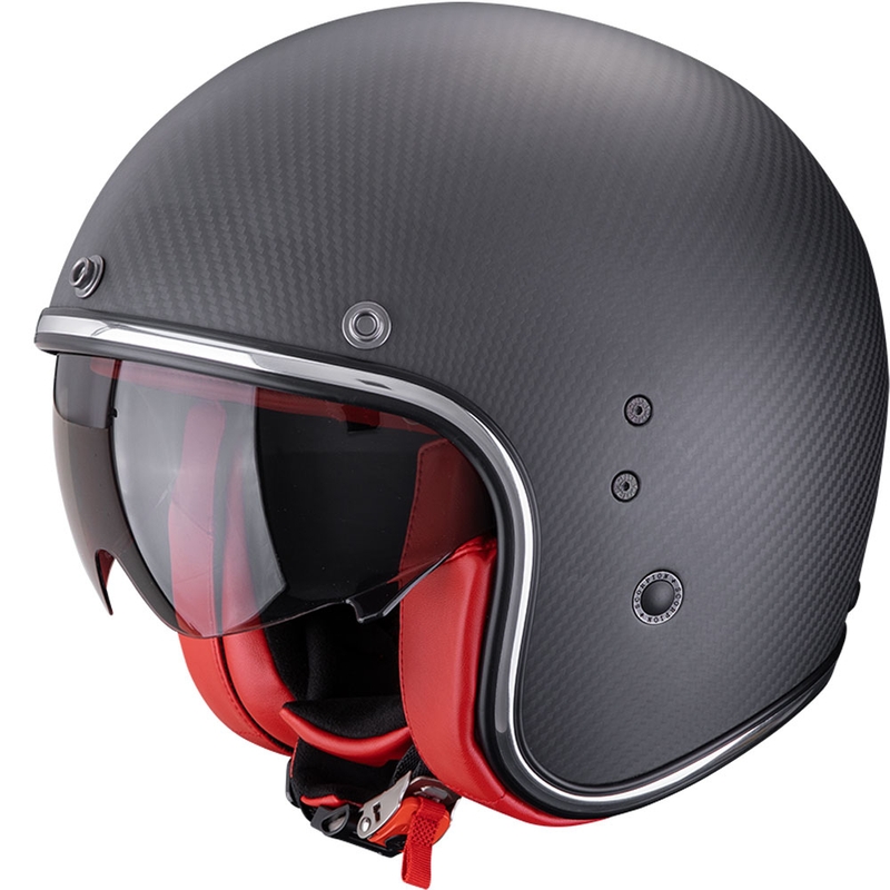 Otvorená prilba na motorku Scorpion Belfast EVO Carbon Solid matná čierno-červená