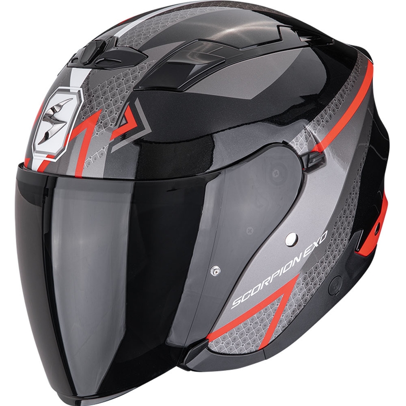 Otvorená prilba na motorku Scorpion EXO-230 Loop metalická čierno-červená