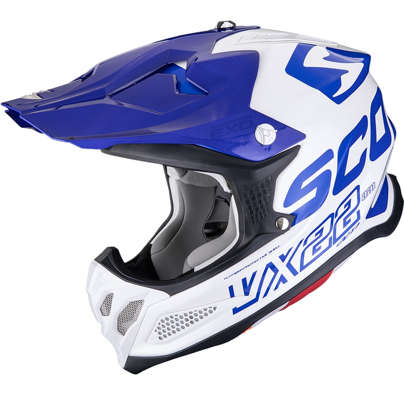 Motokrosová prilba Scorpion VX-22 Air Updown bielo-modro-modrá