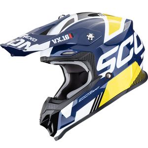Motokrosová prilba Scorpion VX-16 EVO Air Analog bielo-modro-žltá