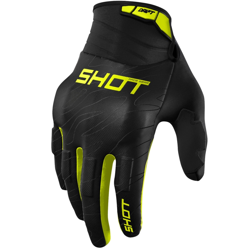 Motokrosové rukavice Shot Drift Onyx fluo žlté