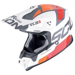 Motokrosová prilba Scorpion VX-16 EVO AIR ANALOG bielo-oranžová