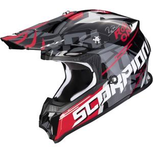 Motokrosová prilba Scorpion VX-16 EVO AIR ROK BAGOROS čierno-sivo-bielo-červená