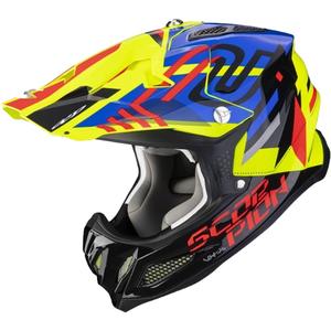 Motokrosová prilba Scorpion VX-22 Air Neox čierno-červeno-modro-fluorescenčno žltá