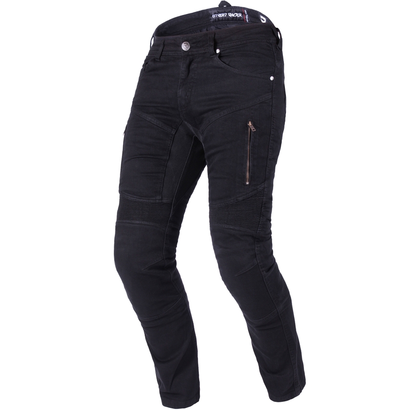 Predĺžené jeansy na motorku Street Racer Stretch II CE čierne