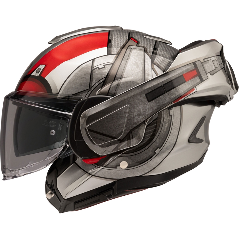 Preklápacia helma na motorku HJC F100 Ant-Man Marvel MC1 šedo-červená