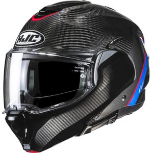 Preklápacia helma na motorku HJC F100 Carbon Stan MC21 čierno-modro-červená
