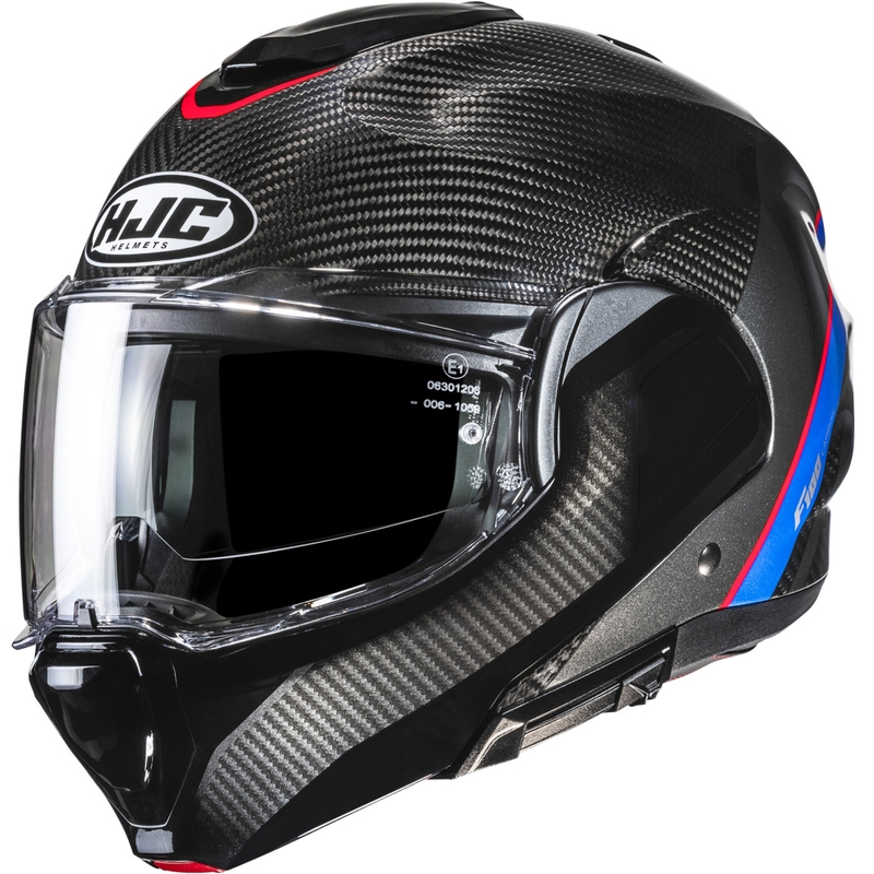 Preklápacia helma na motorku HJC F100 Carbon Stan MC21 čierno-modro-červená