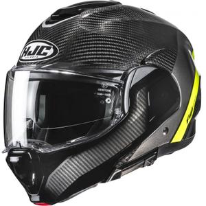 Preklápacia helma na motorku HJC F100 Carbon Stan MC3H čierno-fluo žltá