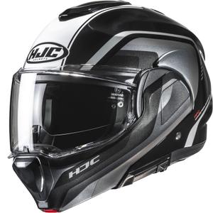Preklápacia helma na motorku HJC F100 Reff MC21 čierno-strieborná-biela