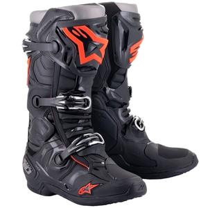 Čižmy na motocykel Alpinestars Tech 10 čierno-fluorescenčno červeno-šedé