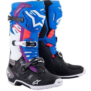 Čižmy na motocykel Alpinestars Tech 10 Supervented Perforované modro-fialovo-ružovo-bielo-šedo-čierne