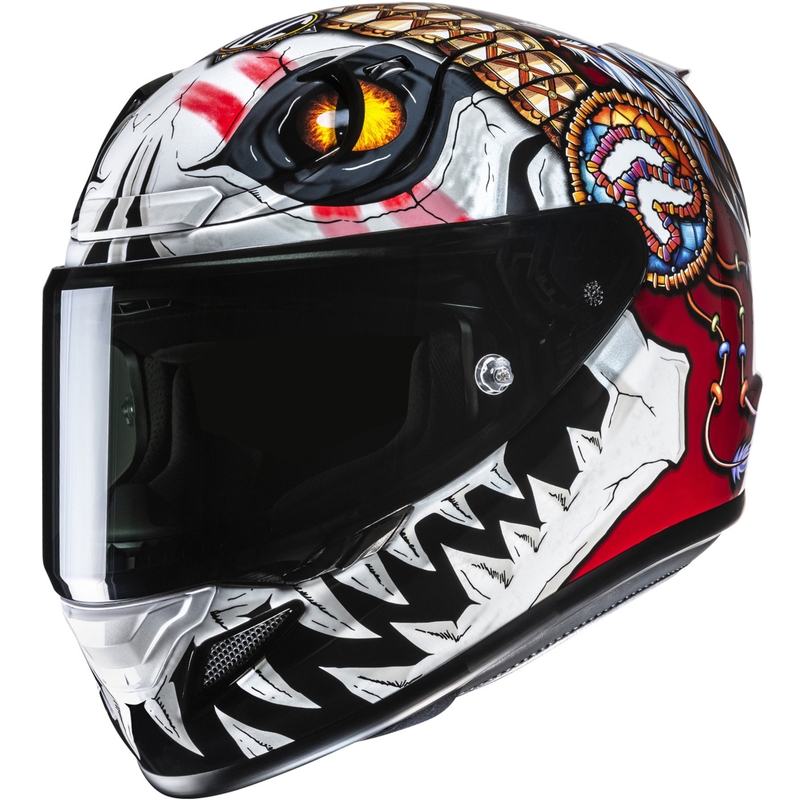 Integrálna helma na motorku HJC RPHA 12 Skully MC1 bielo-červená