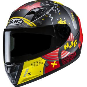 Detská integrálna helma na motorku HJC Y10 Mika MC1SF čierno-červeno-žltá