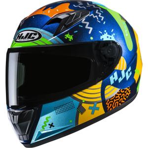 Detská integrálna helma na motorku HJC Y10 Mika MC23 modro-žlto-zelená