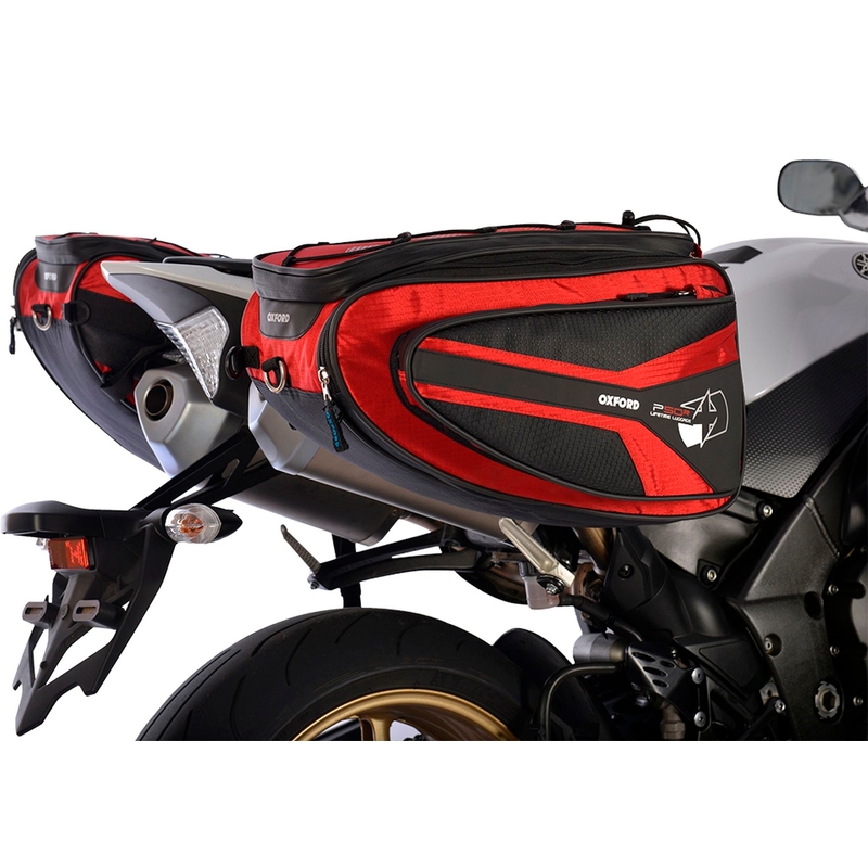 Bočné tašky na motocykel Oxford P50R čierno-červené výpredaj