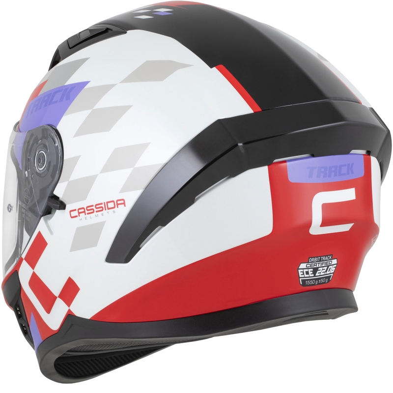 Integrálna helma na motorku Cassida Orbit Track fluo červeno-bielo-fialovo-čierna