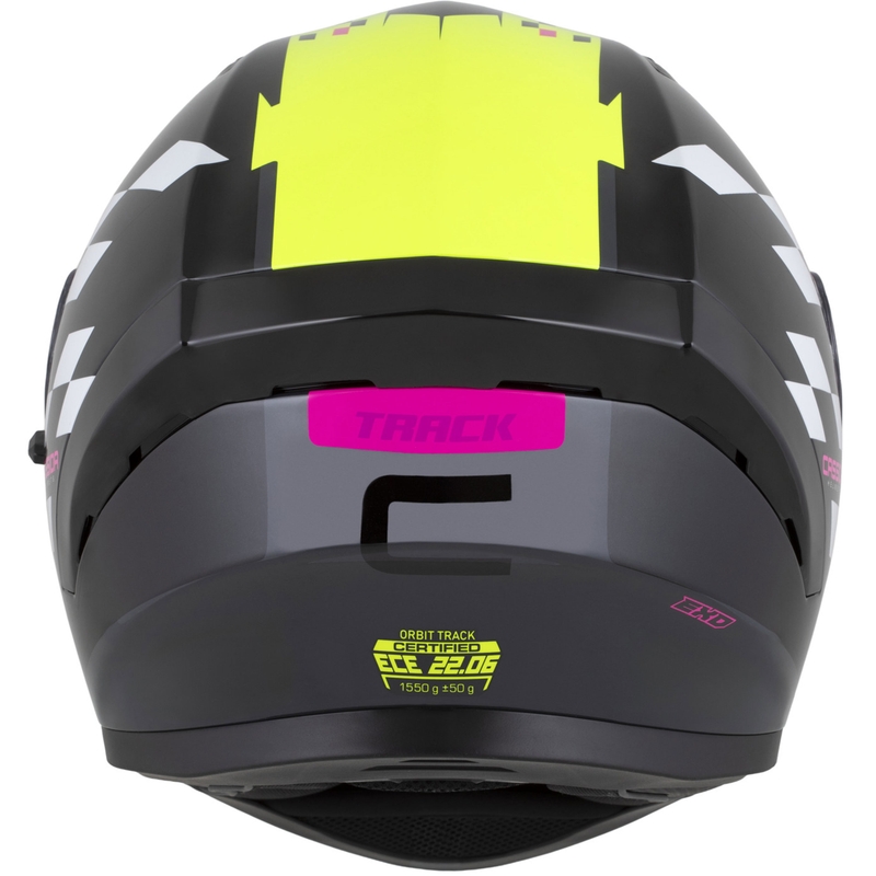 Integrálna helma na motorku Cassida Orbit Track čierno-ružovo-fialovo-fluo žlto-biela