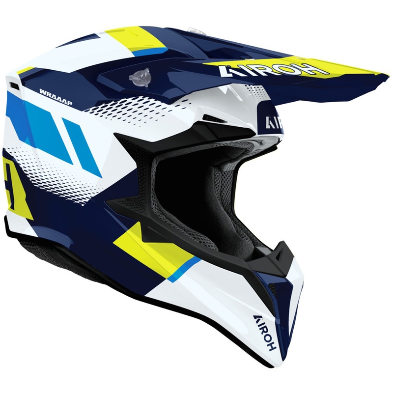 Motokrosová prilba Airoh Wraaap Vision lesklá žlto-modrá
