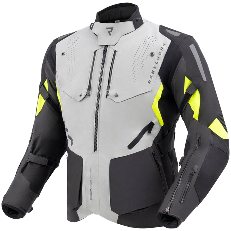 Bunda na motorku Rebelhorn Hiker IV čierno-šedo-fluo žltá