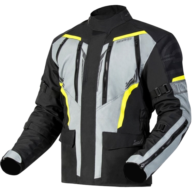 Bunda na motocykel Ozone Tour III čierno-šedo-fluorescenčno žltá