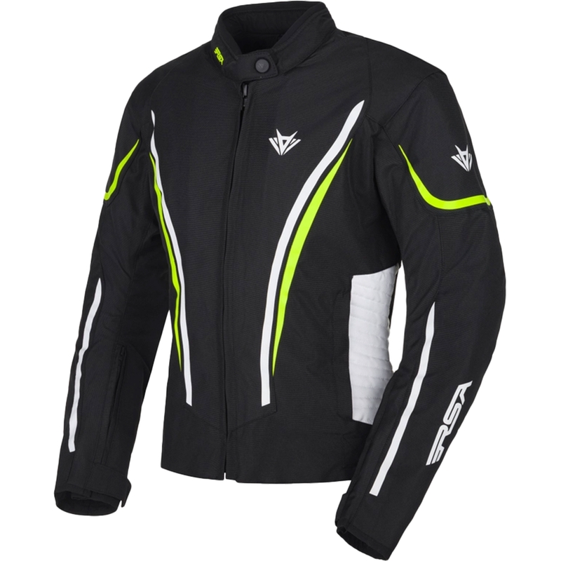 Dámska bunda na motocykel RSA Wasp čierno-bielo-fluorescenčno žltá