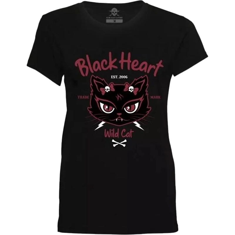 Dámske tričko Black Heart Wild Cat čierne