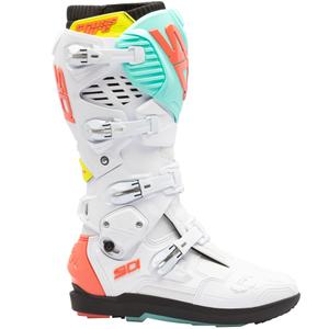 Topánky na motorku SiDi Crossfire 3 SRS bielo-fluo mintovo-fluo koralové