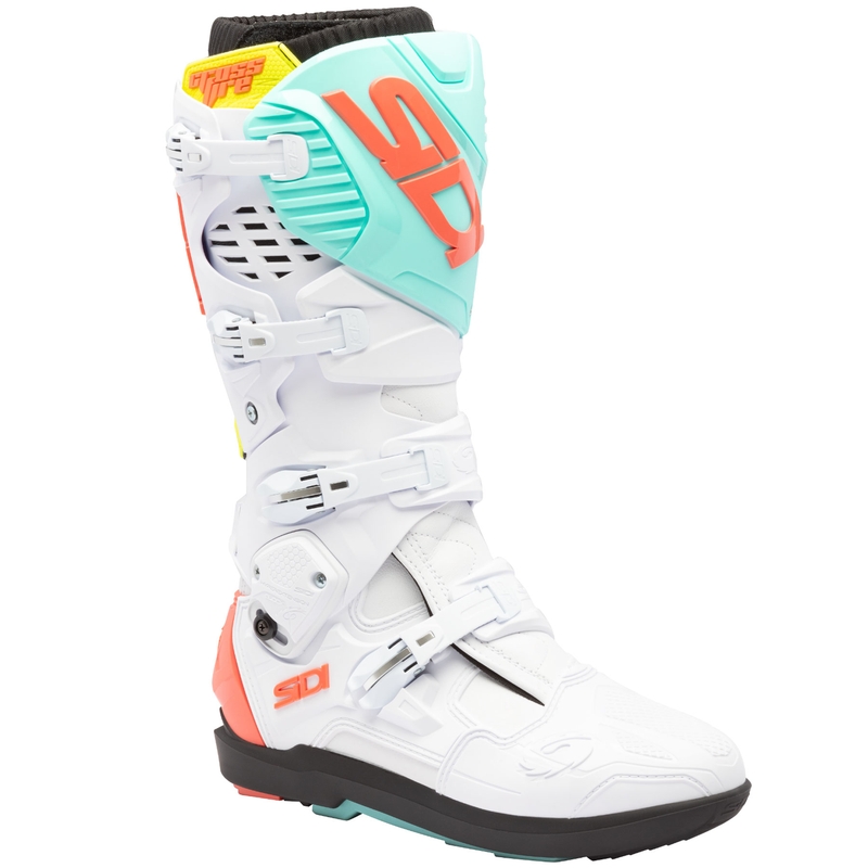 Topánky na motorku SiDi Crossfire 3 SRS bielo-fluo mintovo-fluo koralové