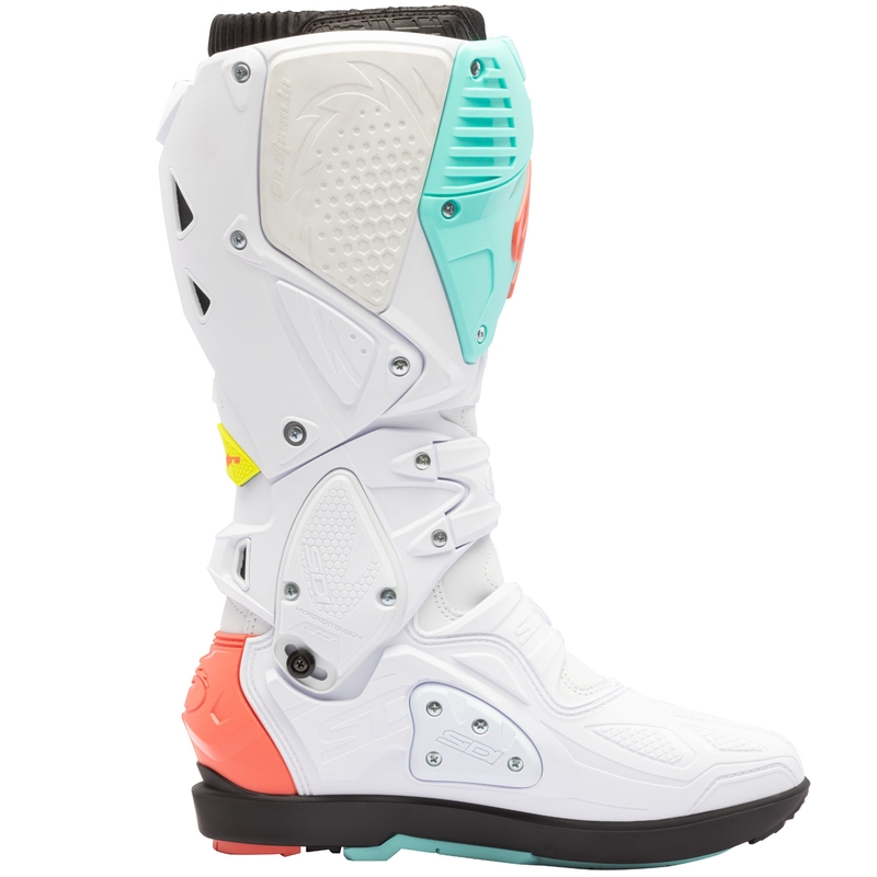 Topánky na motorku SiDi Crossfire 3 SRS bielo-fluo mintovo-fluo koralové