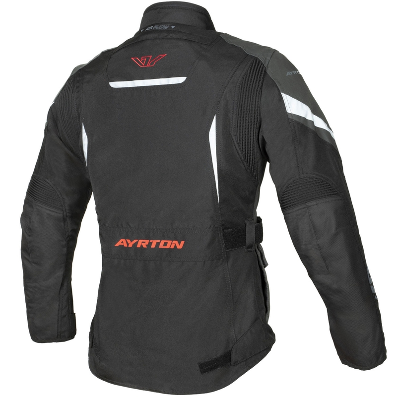 Dámska bunda na motorku Ayrton Teressa II čierno-šedo-fluo červená