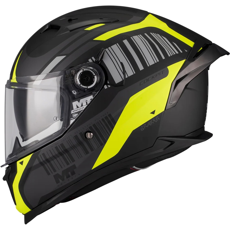Integrálna helma na motorku MT Braker SV Cockpit B13 matná čierno-šedo-fluo žltá