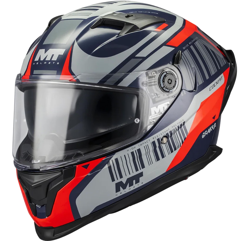 Integrálna prilba na motorku MT Braker SV Cockpit B5 modro-šedo-červená