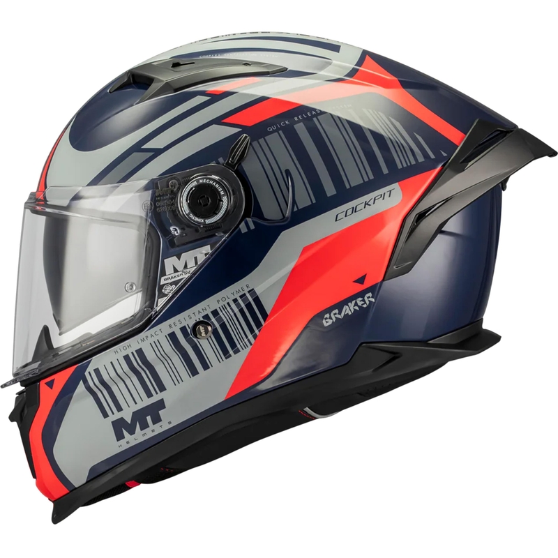 Integrálna prilba na motorku MT Braker SV Cockpit B5 modro-šedo-červená