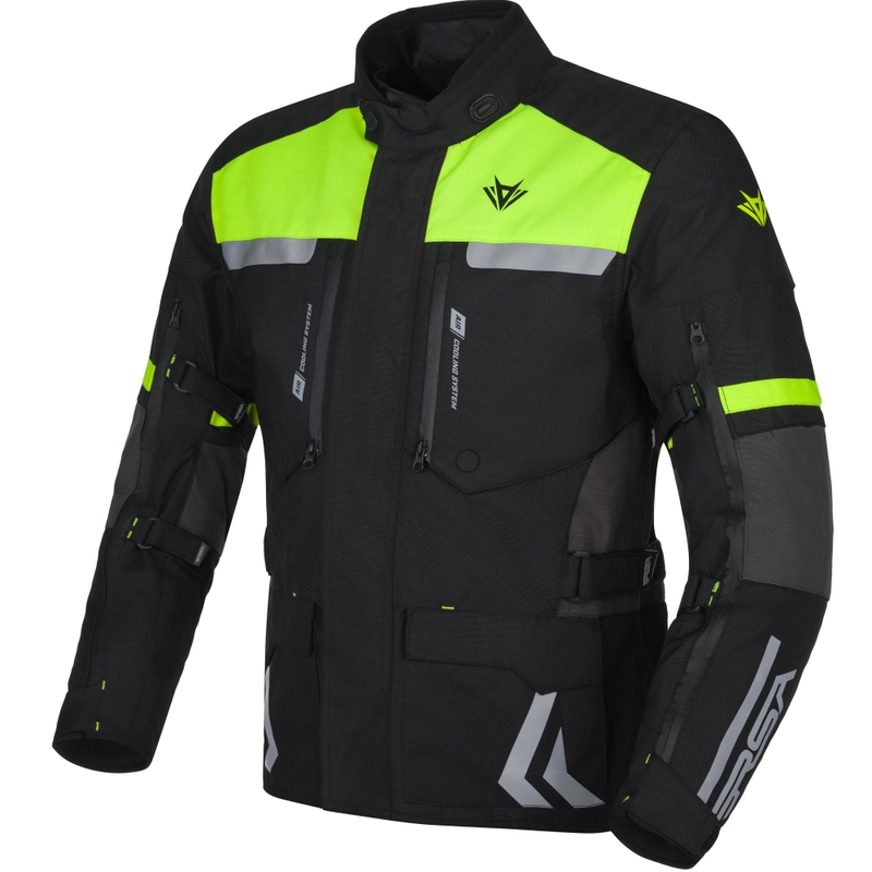 Bunda na motocykel RSA Storm čierno-šedo-fluo žltá