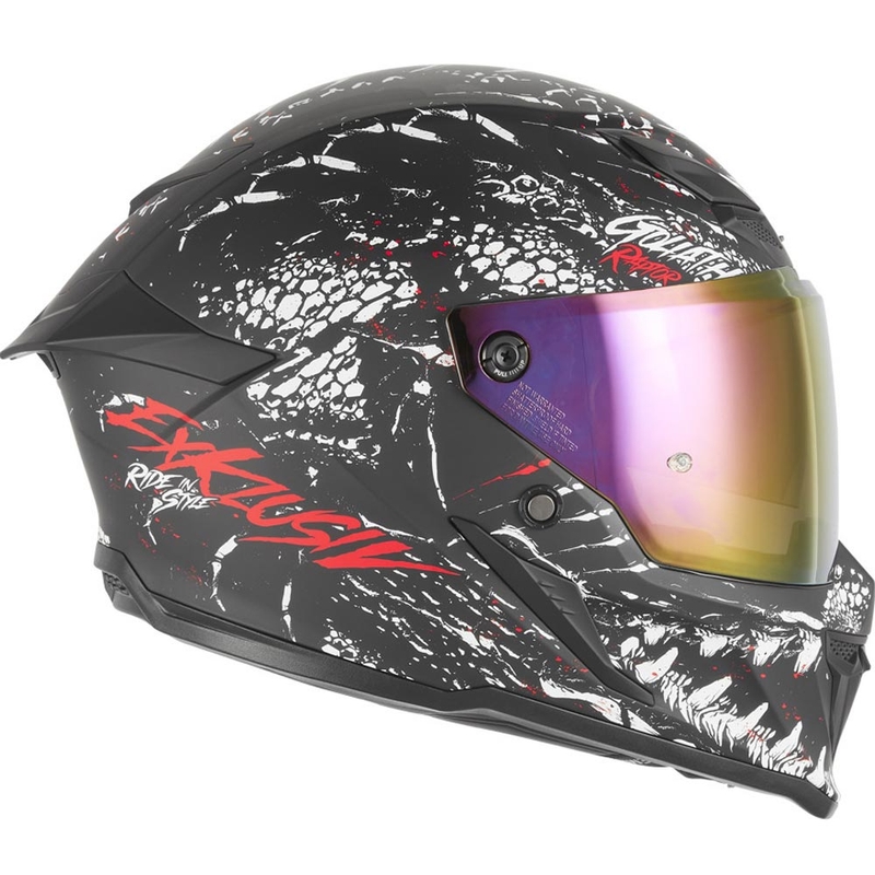 Integrálna helma na motorku NOX Exkluzív Goliath Raptor matná čierno-bielo-červená