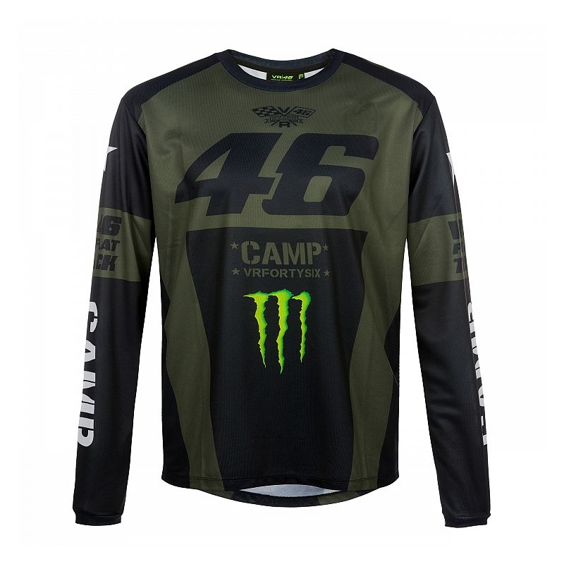 Tričko s dlhým rukávom VR46 Valentino Rossi MONSTER CAMP zeleno-čierne