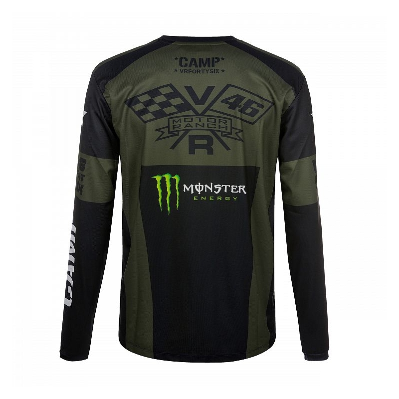 Tričko s dlhým rukávom VR46 Valentino Rossi MONSTER CAMP zeleno-čierne