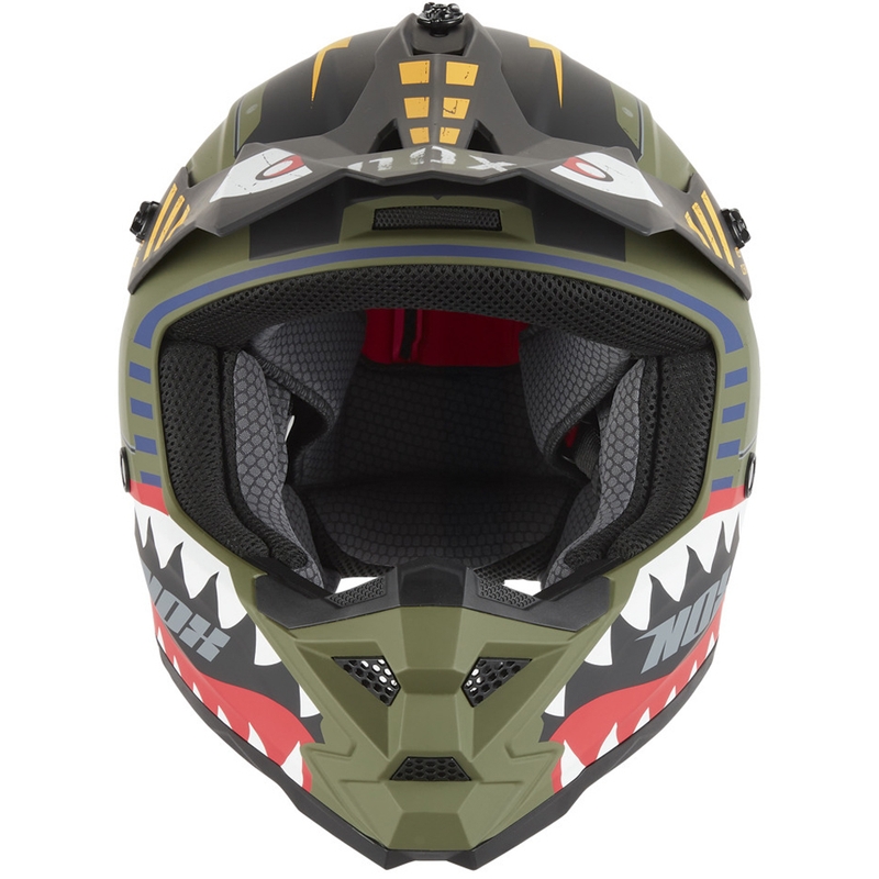 Detská motokrosová prilba NOX N761 Fly Fighter khaki-viacfarebná