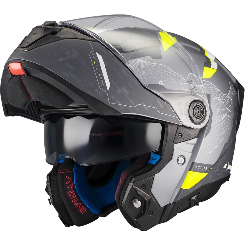 Výklopná prilba na motorku MT Atom 2 SV Highlands E2 matná čierno-šedo-fluo žltá