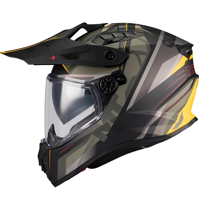 Enduro helma na motorku MT Track SV Questor B6 matná čierno-zeleno-hnedo-fluo žltá