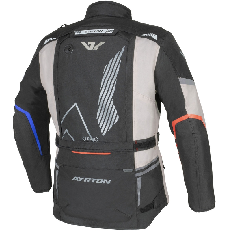 Bunda na motorku Ayrton Trail bielo-čierno-červeno-modro-šedá