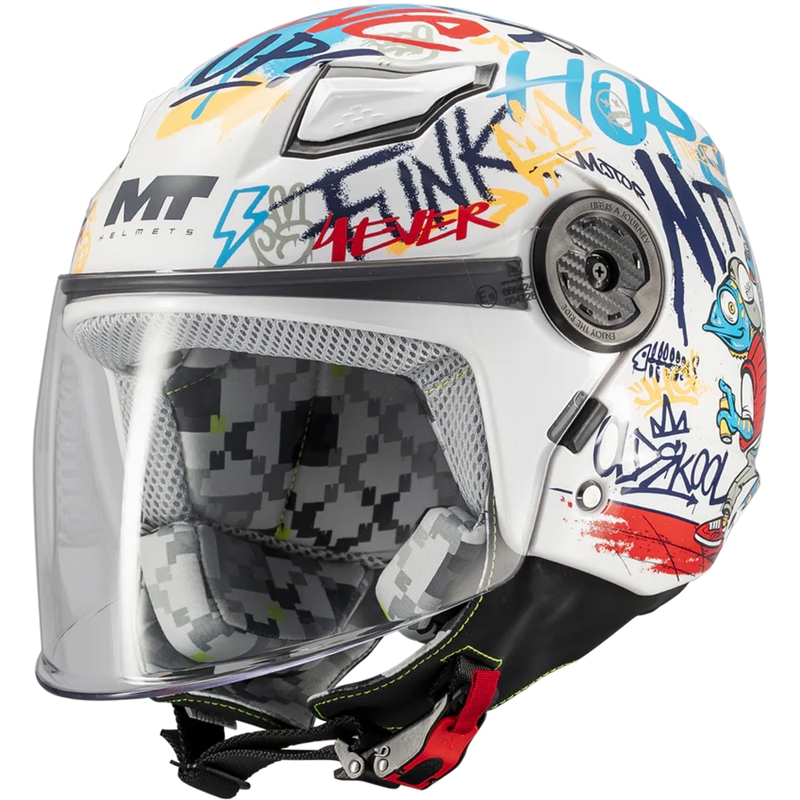 Detská otvorená helma na motorku MT Lite Crew A5 bielo-modro-červená