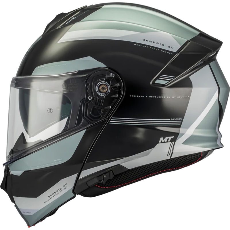 Výklopná helma na motorku MT Genesis SV Raccoon B12 čierno-šedá