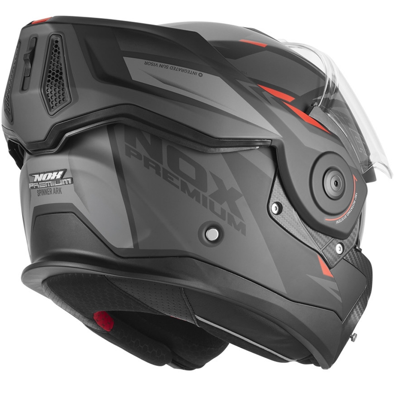Preklápacia helma na motorku NOX PREMIUM Spinner Ark matná čierno-červená