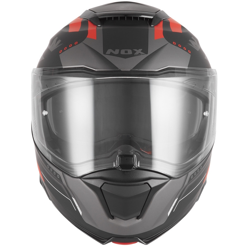 Výklopná prilba na motorku NOX N967 Conquer matná čierno-červená