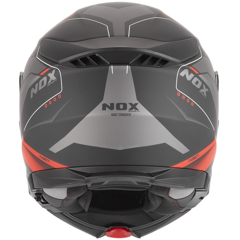 Výklopná prilba na motorku NOX N967 Conquer matná čierno-červená