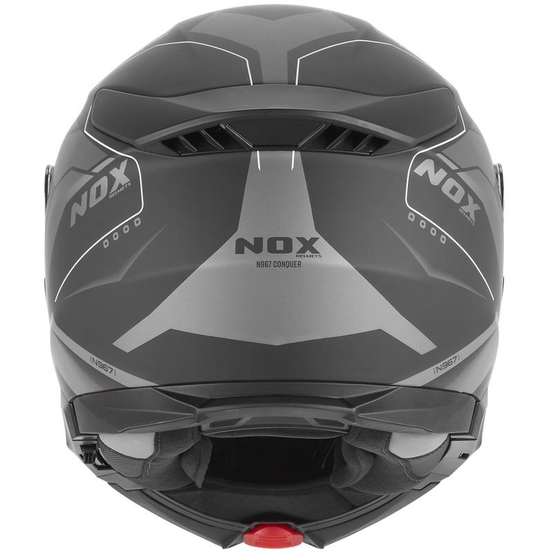 Výklopná helma na motorku NOX N967 Conquer matná čierno-strieborná