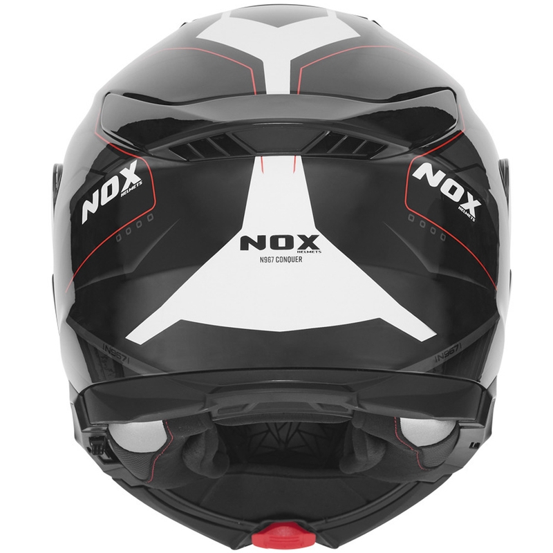 Výklopná helma na motorku NOX N967 Conquer matná čierno-bielo-červená